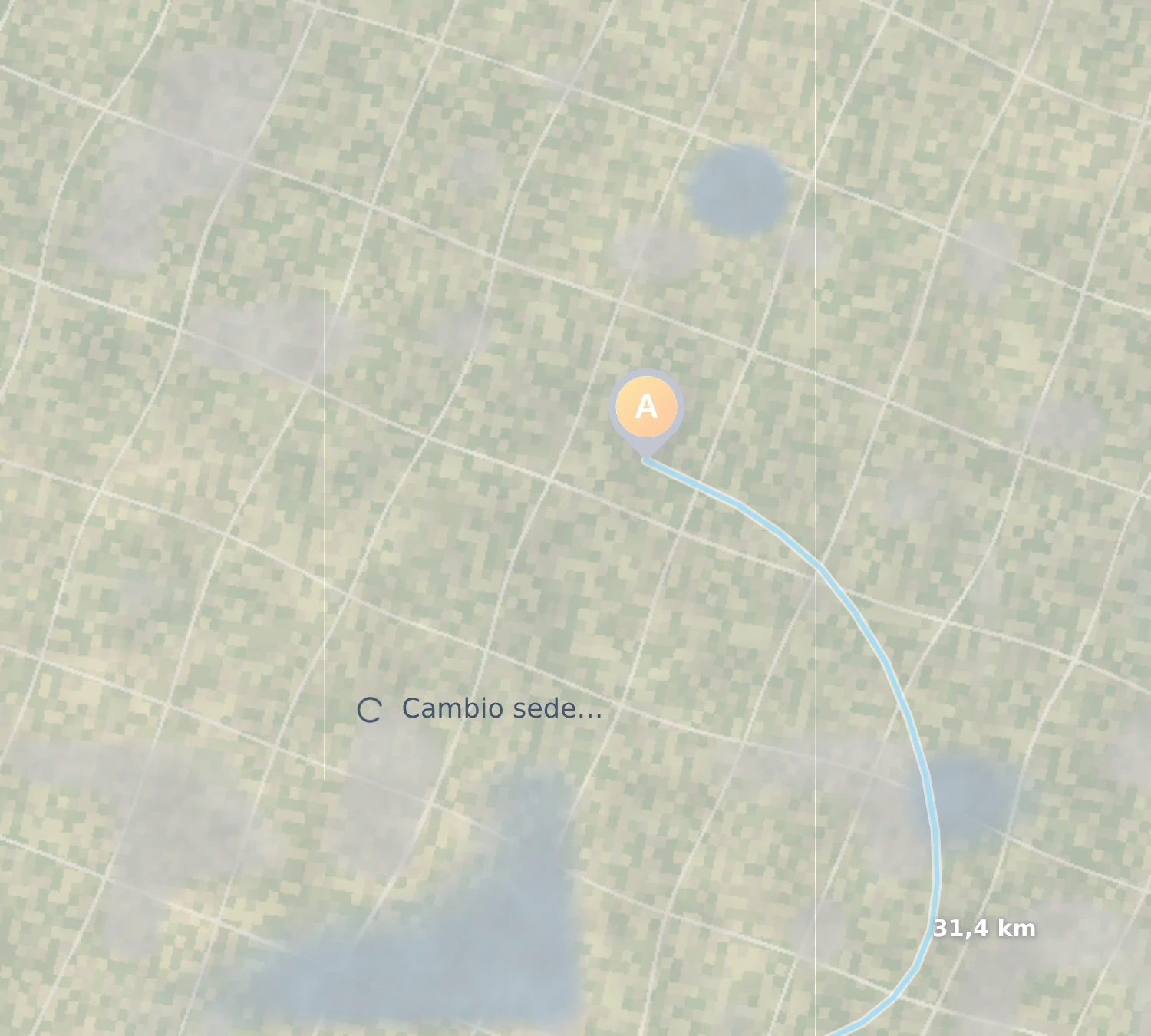 La mappa con il messaggio «Cambio sede…» sul pin della seconda sede.
