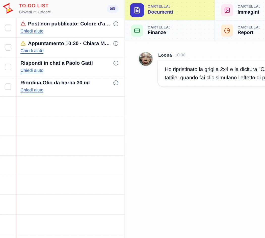 La lista della Segreteria con due compiti già svolti in fondo.